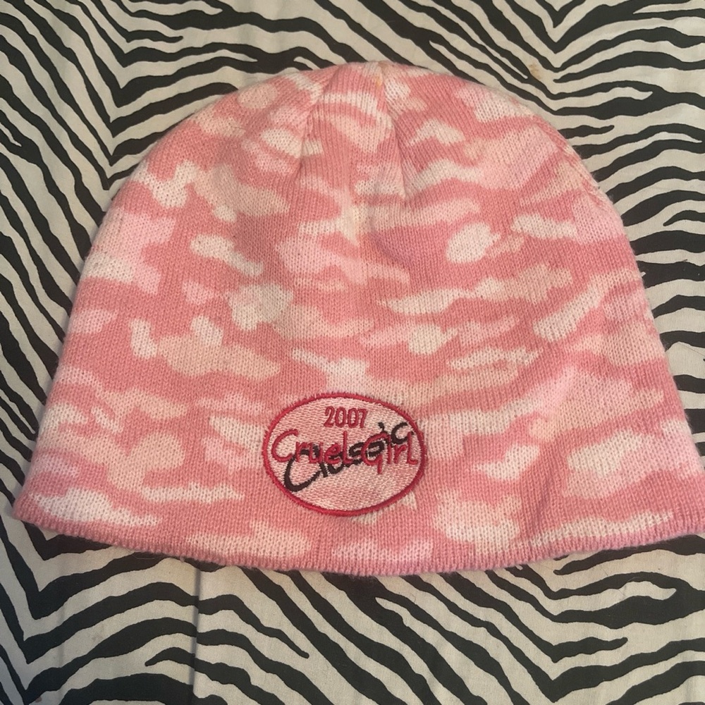 pink camo cruel girl beanie